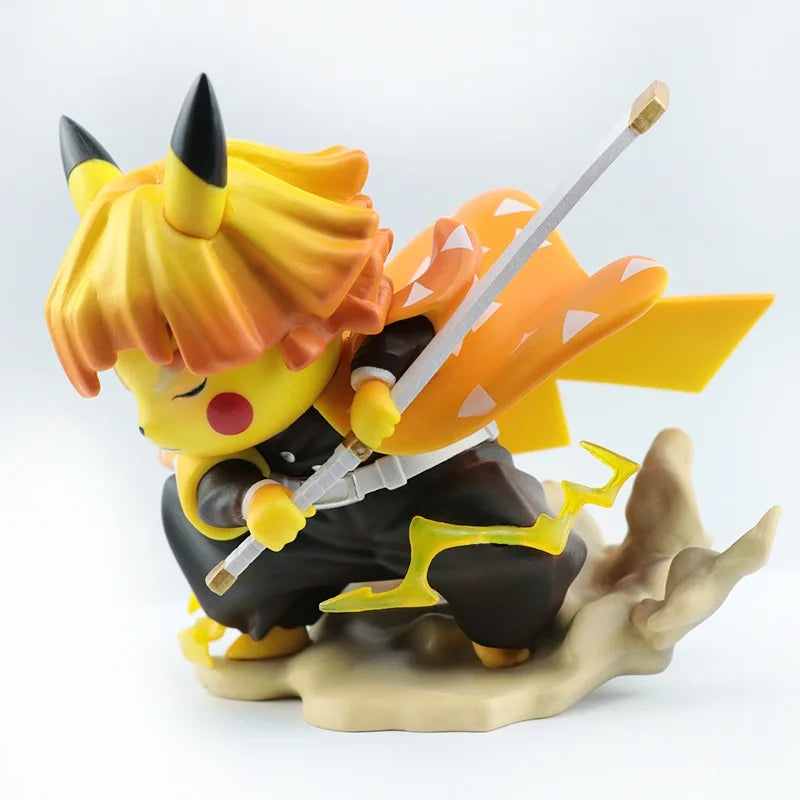 Action Figure Pikachu Zenitsu - Pokémon / Demon Slayer - 10cm