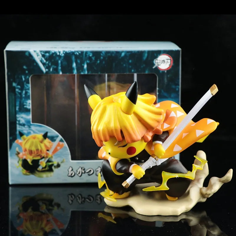 Action Figure Pikachu Zenitsu - Pokémon / Demon Slayer - 10cm